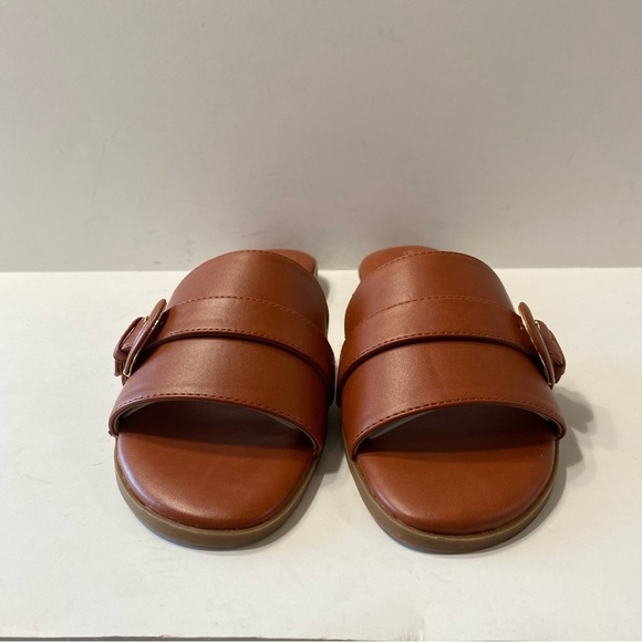 Rockport "NEW" Rust Brown Yara Buckle Open Toe Slide Sandals Size 9 - Picture 3 of 8